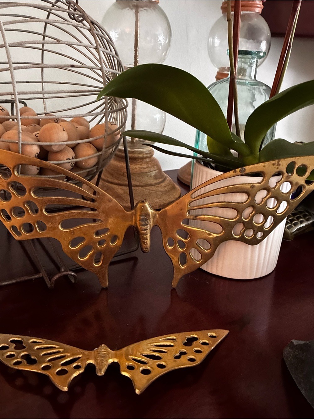 Vintage brass Decorative Brass Butterfly Wall Art - Set of 2